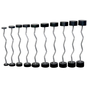 የጎማ ቋሚ EZ Curl Barbell አዘጋጅ (20-110 LB) | ቀድሞ የተጫነ Knurled አሞሌ
