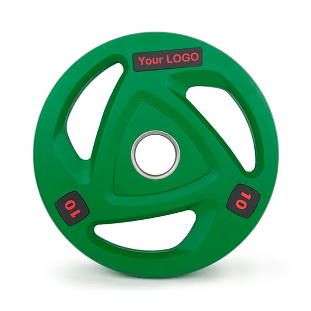 കളർ റബ്ബർ ട്രൈ ഗ്രിപ്പ് ഒളിമ്പിക് വെയ്റ്റ് പ്ലേറ്റുകൾ (1.25KG മുതൽ 25KG വരെ)